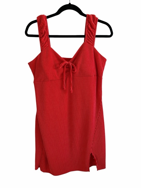 Dresses & Skirts - 90’s Inspired Red Ribbed Tie-Front Mini Dress